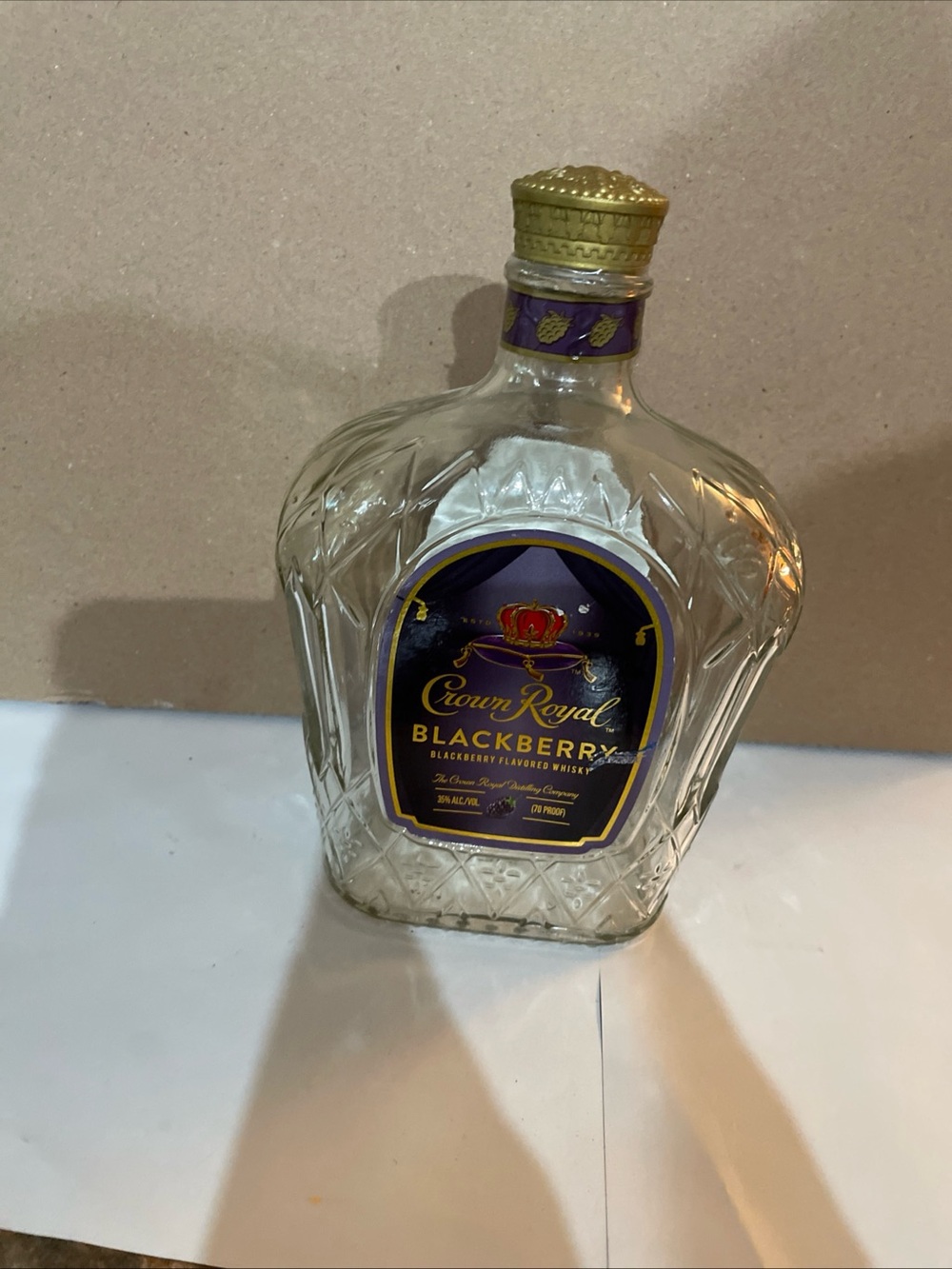 ⭐️⭐️⭐️⭐️⭐️ EMPTY 750mL Crown Royal Blackberry Bottle for Crafts/Upcycle/Display